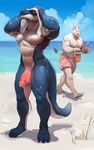  2017 abs anthro armpits balls beach biceps blush bucket clothing horn invalid_tag male mammal muscular muscular_male navel nude pecs penis redic-nomad reptile rhinoceros sand scalie seaside shorts teeth towel water wet 