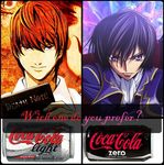  coca-cola code_geass death_note lelouch_lamperouge male_focus multiple_boys product_placement pun yagami_light 