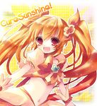  bad_id bad_pixiv_id blonde_hair bow character_name choker cure_sunshine hair_ribbon heart heartcatch_precure! kosuzume long_hair magical_girl midriff myoudouin_itsuki navel open_mouth orange_(color) orange_bow orange_choker precure red_eyes ribbon solo twintails very_long_hair yellow_background 