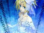  bad_id bad_pixiv_id blonde_hair blue_eyes chain cross dress elbow_gloves front-tie_top gloves hair_ornament hairclip hat jewelry kagamine_rin necklace solo ueno_tsuki vocaloid 