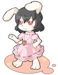  :3 animal_ears bad_id bad_pixiv_id black_hair bunny_ears chibi furrification furry inaba_tewi inaba_tewi_(bunny) jewelry kuzugitsune_(inarikami) necklace red_eyes short_hair solo touhou v-shaped_eyebrows 