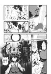  animal animal_ears cat_ears chen claws comic dog doujinshi fang greyscale highres monochrome morino_hon sweat touhou translated 