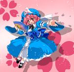  fan folding_fan hat malino_(dream_maker) pink_eyes red_eyes saigyouji_yuyuko short_hair solo touhou 