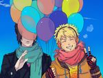  balloon contemporary jokerplaner md5_mismatch multiple_boys naruto naruto_(series) scarf smile uchiha_sasuke uzumaki_naruto v 
