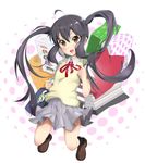  bag black_hair brown_eyes k-on! long_hair nakano_azusa neck_ribbon red_ribbon ribbon school_uniform shopping solo twintails wafoo 