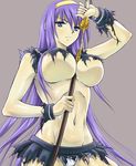  blue_eyes breasts fujimaru_(kinakomucch) hairband huge_breasts long_hair manamiya_chikane navel panties purple_hair sheath solo sword torn_clothes underboob underwear very_long_hair weapon zettai_shoujo_seiiki_amnesian 