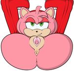  amy_rose anthro anus butt clitoris clothing female fur green_eyes lil_scooter56 lying makeup mammal pink_fur pussy simple_background solo sonic_(series) spread_legs spreading 