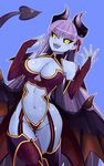  :d alternate_skin_color ass_visible_through_thighs astaroth_(shinrabanshou) astaroth_(shinrabanshou)_(cosplay) bare_shoulders bb_(fate)_(all) bb_(fate/extra_ccc) black_sclera blue_background blue_skin breasts bridal_gauntlets cleavage cosplay covered_nipples cowboy_shot cowfee demon_girl demon_horns demon_tail demon_wings detached_collar ear_piercing earrings elbow_gloves eyebrows_visible_through_hair eyes_visible_through_hair fangs fate/extra fate/extra_ccc fate_(series) fingernails garter_straps gloves hair_ribbon highres horns jewelry large_breasts long_fingernails long_hair looking_at_viewer navel open_mouth piercing purple_hair red_wings revealing_clothes ribbon shinrabanshou simple_background smile solo stomach succubus tail teeth thigh_gap thighhighs thighs v-shaped_eyebrows very_long_hair wings yellow_eyes 