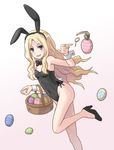  1girl artist_request blonde_hair bunny_ears bunnysuit easter easter_egg fake_animal_ears frenda_seivelun high_heels legs long_hair purple_eyes simple_background to_aru_kagaku_no_railgun to_aru_majutsu_no_index 