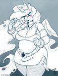  2017 anthro anthrofied belly blue_eyes breasts cake cleavage clothed clothing doughnut equine eyelashes female food friendship_is_magic hair holding_food holding_object horn long_hair mammal my_little_pony overweight overweight_female princess_luna_(mlp) solo winged_unicorn wings zwitterkitsune 