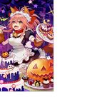  alternate_costume animal_ears apron bell bell_collar breasts collar enmaided fangs fate/grand_order fate_(series) food fox_ears fox_tail ghost hair_ribbon large_breasts long_hair looking_at_viewer maid maid_apron maid_headdress official_art open_mouth paws pink_hair pumpkin ribbon solo tail tamamo_(fate)_(all) tamamo_cat_(fate) yellow_eyes 