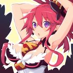  breasts cleavage crown disgaea iwasi-r jewelry large_breasts looking_at_viewer makai_senki_disgaea_5 necktie open_mouth pink_hair pointy_ears ponytail purple_eyes seraphina_(disgaea) smile solo 