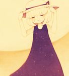  blonde_hair dress hat hat_ribbon ribbon riuko_(myokyun) short_hair solo straw_hat sundress usotsuki yume_nisshi 