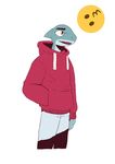  anthro clothed clothing emoji fish male marine open_mouth serex shark simple_background solo standing teeth white_background 