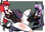  anthro blush breasts canine duo female female/female mammal naomy nipples open_mouth pussy sex sketch tribadism 
