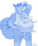  ! 2016 4_fingers abdominal_bulge anthro belly belly_expansion big_belly big_tail biped blue_and_white briefs clothed clothing digital_media_(artwork) drinking eyes_closed front_view hair hand_on_hip hi_res inflation male mammal monochrome navel onomatopoeia portrait post_vore rob_sqrl rodent shirt short_hair signature simple_background solo sound_effects squirrel standing tanio tank_top three-quarter_portrait underwear vore white_background 