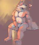  anthro canine color_swatch dangpa featureless_crotch fur looking_at_viewer male mammal muscular sitting sketch solo 