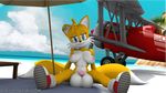  3d_(artwork) anthro balls big_breasts breasts canine clothing crossgender dickgirl digital_media_(artwork) fox hair hyper intersex mammal miles_prower penis pixel-perry pose scene solo sonic_(series) 