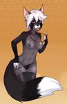  anthro breasts canine clothing female looking_at_viewer mammal mishabahl nipples panties smile solo standing teasing tongue tongue_out underwear wide_hips 