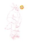  anthro avian bird blush breath_of_the_wild clothed clothing covering covering_crotch emoji kass_(zelda) looking_at_viewer male monochrome muscular nintendo nipples pants_down partially_clothed serex sketch solo standing the_legend_of_zelda video_games 