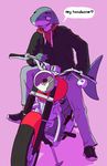  anthro clothed clothing english_text fish male marine motorcycle serex shark smile solo teeth text vehicle 