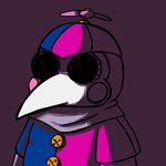  2016 animatronic anthro balloon_boy_(fnaf) beak button_(disambiguation) five_nights_at_freddy&#039;s five_nights_at_freddy&#039;s_2 hat humanoid inkyfrog machine male propeller_hat purple_background robot simple_background solo video_games 