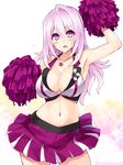  blush breasts cheerleader cleavage cu-no hisenkaede jewelry large_breasts long_hair looking_at_viewer midriff navel necklace open_mouth pink_hair pom_poms purple_eyes sketch skirt sleeveless solo sweat yayoi_sakura 