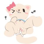  after_sex bow cat clothed clothing clothing_lift cub cum cum_drip dripping feline female fur hello_kitty mammal panties paperclip_(artist) pussy sanrio simple_background smile smirk solo spreading underwear white_background young 