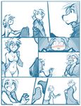  blush breasts canine clothing comic duo featureless_breasts feline female kathrin_(twokinds) keidran mammal natani nude open_mouth simple_background sketch tom_fischbach tongue twokinds webcomic white_background wolf 