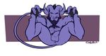  anthro anus armpits balls body_hair chest_hair deadgoliath fur looking_at_viewer male presenting purple_fur rikimaru_the_stealth_assassin satyr simple_background solo spreading tongue tongue_out 