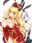  animal_ears anne_bonny_(fate/grand_order) armband back-to-back bangs blonde_hair blue_eyes blush breasts bunny_ears bunnysuit closed_mouth cowboy_shot detached_collar detached_sleeves eyebrows_visible_through_hair fake_animal_ears fate/grand_order fate_(series) frills gloves grin hair_between_eyes hat highres large_breasts leotard long_hair looking_at_viewer mary_read_(fate/grand_order) medium_breasts multiple_girls parted_lips pirate pirate_hat red_eyes red_gloves red_leotard short_hair silver_hair skull_and_crossbones smile standing teeth wavy_hair yaman 
