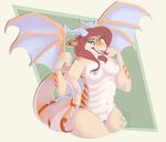  anthro breasts dragon female hair horn licking licking_lips looking_at_viewer maid. nipples nude pussy solo tongue tongue_out wings 