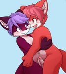  anthro blush canine cub dog embrace erection fox frottage fur hair humanoid_penis male male/male mammal navel open_mouth penis purple_eyes purple_fur purple_hair red_eyes red_fur red_hair sagemerric sex simple_background young 