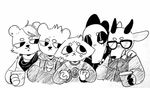  2017 bea_(nitw) bear bombshell_(nitw) cat clothed clothing crocodile crocodilian drarw_(artist) eyewear feline female fully_clothed glasses group jackie_(nitw) mae_(nitw) mammal night_in_the_woods reptile scalie selmers_(nitw) simple_background sketch white_background 