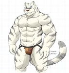 2017 abs biceps clothing feline fur grimoire_of_zero male mammal mercenary_(character) muscular muscular_male tiger underwear white_fur 龍捲wind 