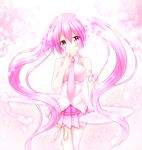  blush dress hatsune_miku long_hair pink_eyes pink_hair sakura smile twintails vocaloid yuki_miku 