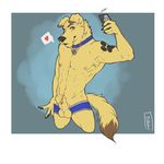  &lt;3 2017 abs abstract_background animal_genitalia anthro armpits balls bambii_dog biceps biped black_claws black_nose blue_bottomwear blue_clothing blue_underwear brown_fur brown_tail canine claws clothed clothing collar digital_media_(artwork) dog floppy_ears fluffy fluffy_tail front_view fully_sheathed fur holding_cellphone holding_object holding_phone kneeling male mammal multicolored_fur multicolored_tail muscular muscular_male orange_eyes partially_clothed pecs phone pictographics selfie sheath signature snout solo tattoo topless two_tone_fur two_tone_tail underwear yellow_balls yellow_fur yellow_tail 