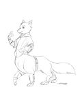  2018 5_fingers alopex arctic_fox arctic_fox_taur beckoning bedroom_eyes bottomless canid canid_taur canine canine_taur claws clothed clothing eyebrows eyeslashes female fluffy fluffy_tail fox fox_taur half-closed_eyes hand_on_waist hoodie jayme_brown looking_at_viewer mammal monochrome partially_clothed seductive signature simple_background smile solo taur taurification teenage_mutant_ninja_turtles walking white_background zipper 