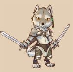  2011 4_toes 5_fingers afd-yred anthro barefoot black_nose canid canine canis clothed clothing male mammal melee_weapon simple_background solo sword toes weapon wolf 