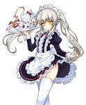  apron dress elsword eve_(elsword) long_hair maid maid_headdress official_art poseich silver_hair solo standing thighhighs transparent_background twintails very_long_hair white_apron white_legwear yellow_eyes zettai_ryouiki 