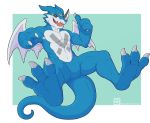  anthro black_border border digimon digimon_(species) exveemon nude solo spidersnax 