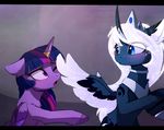  black_bars blue_eyes blush duo equine feathered_wings feathers female feral friendship_is_magic fur hair hooves horn magnaluna mammal my_little_pony princess_luna_(mlp) purple_eyes purple_feathers purple_fur purple_hair twilight_sparkle_(mlp) white_feathers white_hair winged_unicorn wings 