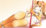  :o animal_ears bangle bangs bare_shoulders blush bracelet breasts circlet elbow_gloves eyebrows_visible_through_hair feet_out_of_frame frilled_skirt frills gloves golden_snub-nosed_monkey_(kemono_friends) groin highleg highleg_leotard jewelry kemono_friends large_breasts legs leotard long_hair looking_at_viewer lying monkey_ears monkey_tail on_back oouso open_mouth orange_eyes orange_gloves orange_hair orange_legwear pillow ponytail simple_background skirt sleeveless solo staff swept_bangs tail thighhighs thighs twitter_username white_background white_leotard white_skirt yellow_leotard 