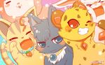  alpaca angela_(jewelpet) blush brown_fur camelid cat cheetah chest_tuft dian_(jewelpet) eyes_closed feline female feral food fruit fur gem grey_eyes grey_fur group hare jasper_(jewelpet) jewelpet jewelry lagomorph maine_coon male mammal necklace open_mouth red_eyes ruby_(jewelpet) sango_(jewelpet) sanrio strawberry tabby tan_fur text toraneko38 tuft white_fur wool yellow_fur 