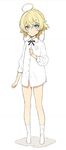  ahoge blonde_hair blue_eyes flat_chest full_body hair_between_eyes looking_at_viewer no_panties no_pants no_shoes ooyari_ashito petite pout shadow shirt short_hair simple_background sketch socks solo standing tanya_degurechaff white_background white_legwear white_shirt youjo_senki 