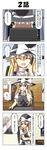  2girls 4koma alice_margatroid blonde_hair blue_eyes bow braid chair comic empty_eyes hair_bow hairband hat hat_bow highres kirisame_marisa monitor multiple_girls phone puffy_short_sleeves puffy_sleeves rappa_(rappaya) red_ribbon ribbon shadowverse short_sleeves side_braid sitting spoken_ellipsis sweatdrop talking_on_phone touhou translated white_bow witch_hat yellow_eyes 