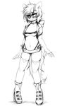  2017 anthro bags_under_eyes blush breasts cleavage clothed clothing collar equine fan_character female footwear hair high_heels horse legwear mammal messy_hair miniskirt monochrome my_little_pony nipple_bulge piercing pony pussy replica_(artist) replica_(oc) shoes sketch skirt solo stockings under_boob 