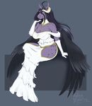  2017 albedo_(overlord) anthro black_hair breasts cleavage clothed clothing cosplay dress equine fan_character female gloves hair horn long_hair mammal my_little_pony overlord_(series) phathusa phathusa_(character) sitting winged_unicorn wings 