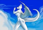  anthro breasts cloud dragon female looking_at_viewer marii5555 nipples nude outside pussy smile solo wings 
