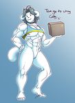  2017 abs anthro biceps box clothing collar dialogue featureless_crotch invalid_tag juacamo_(artist) male muscular muscular_male navel pecs shirt smile solo temmie_(undertale) text undertale video_games 